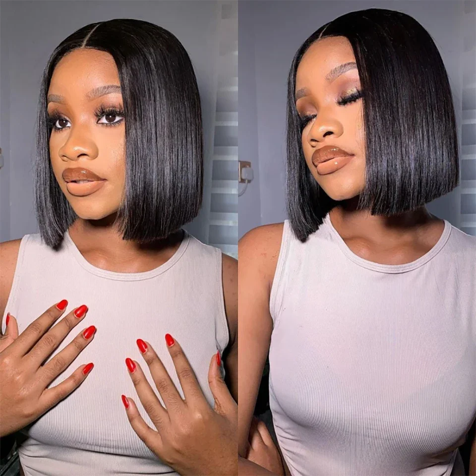 Glueless Wear And Go Human Hair Wig - مستقيم قصير بوب الباروكات الشعر البشري