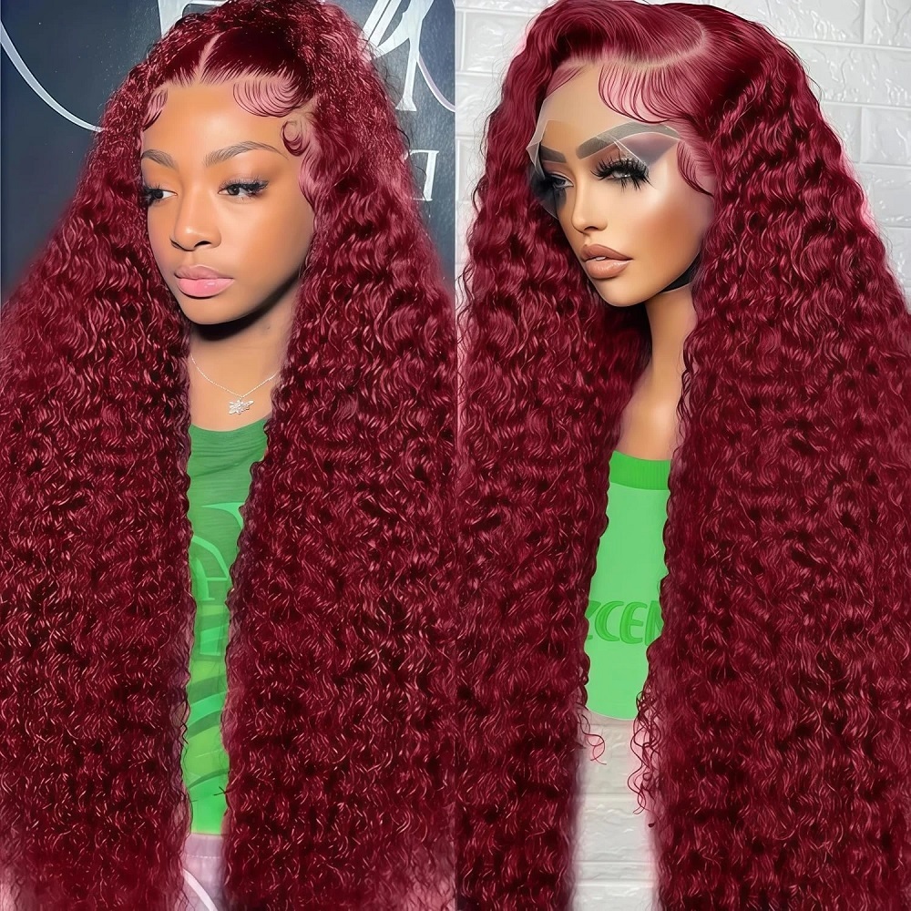 Human Hair Wigs - شعر مستعار بشري مموج عميق بلون