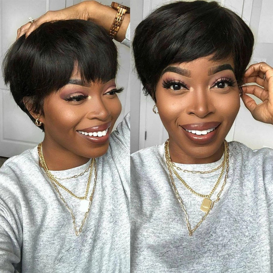 باروكات شعر طبيعي قصيرة بقصة ب - مراجعة Short Pixie Cut Wig Human Hair Cheap وسعره