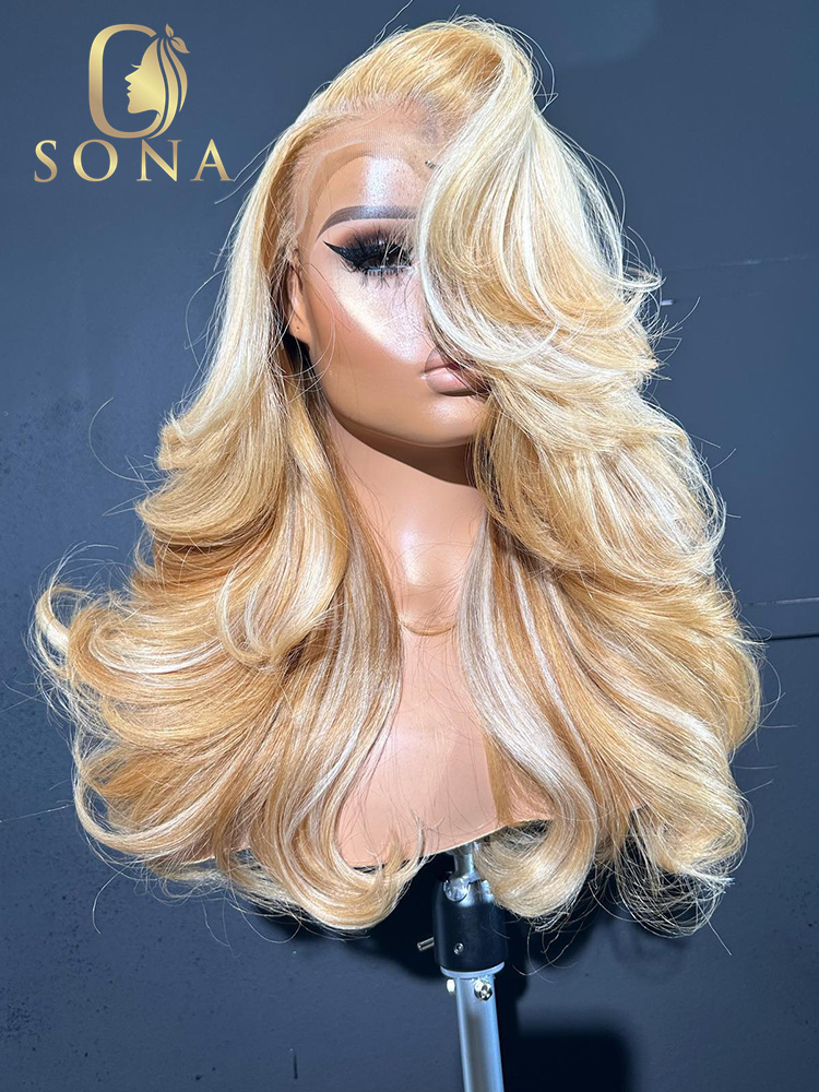 613 #   27 #   شعر مستعار أمام - مراجعة 613 Blonde Body Wave Lace Front Wig وسعره