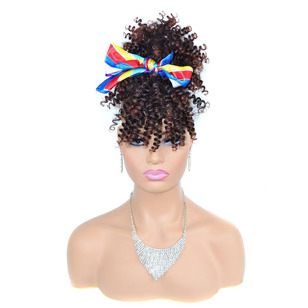 وصلة شعر صناعية برباط سحب، مجع - مراجعة Drawstring Afro Curly Puff Ponytail وسعره