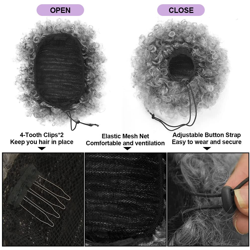 وصلات شعر صناعية قصيرة مجعدة ك - مراجعة Drawstring Afro Curly Puff Ponytail وسعره