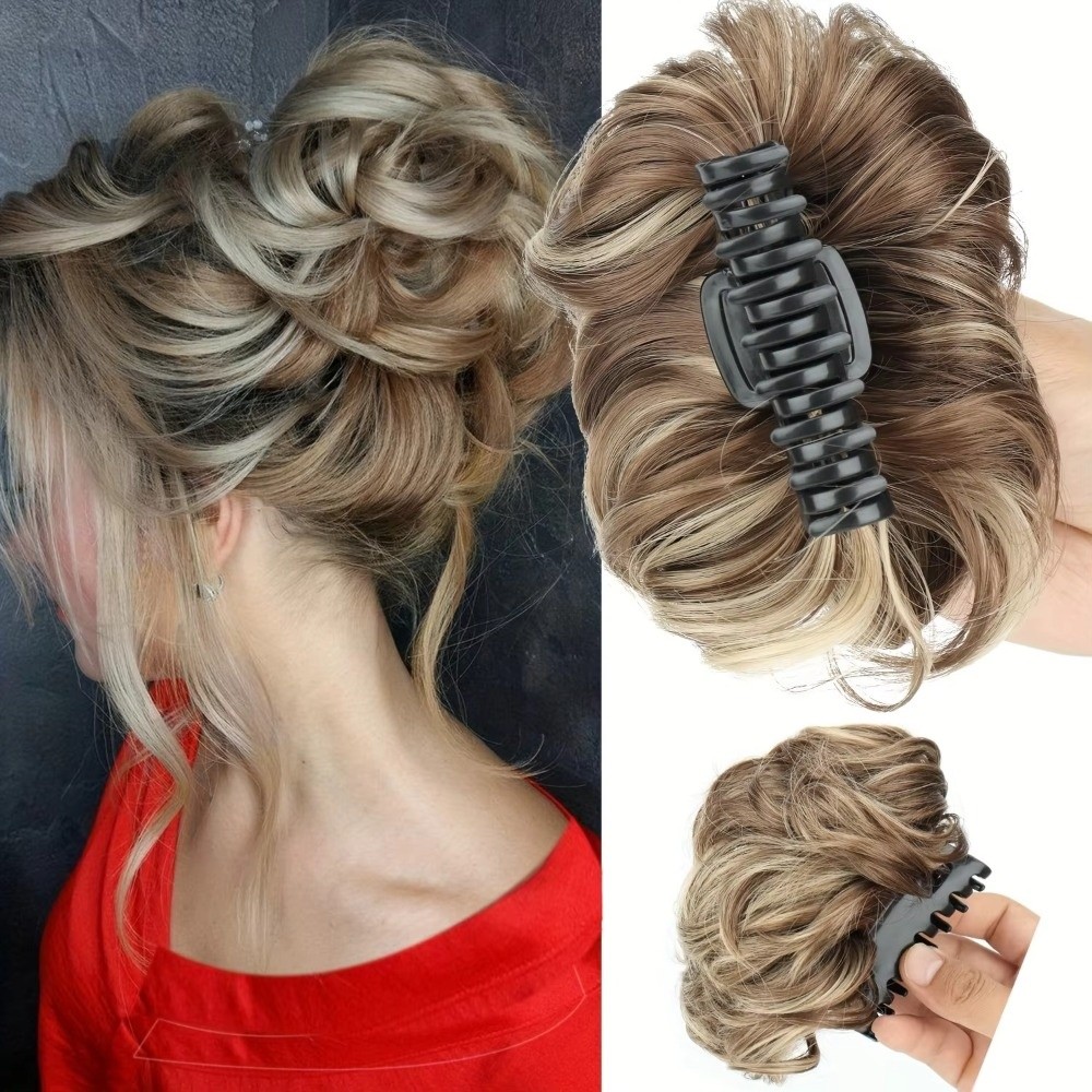 مشبك شعر صناعي مموج لتسريحة شع - مراجعة Claw Clip Messy Bun Hair Piece وسعره