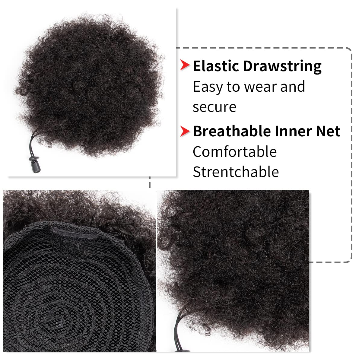 الأفرو غريب نفث 100% كعكة الشع - مراجعة Drawstring Afro Curly Puff Ponytail وسعره